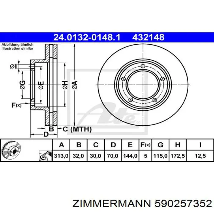 Тормоз дисковый передний Zimmermann 590257352 цена, от 72.78 USD