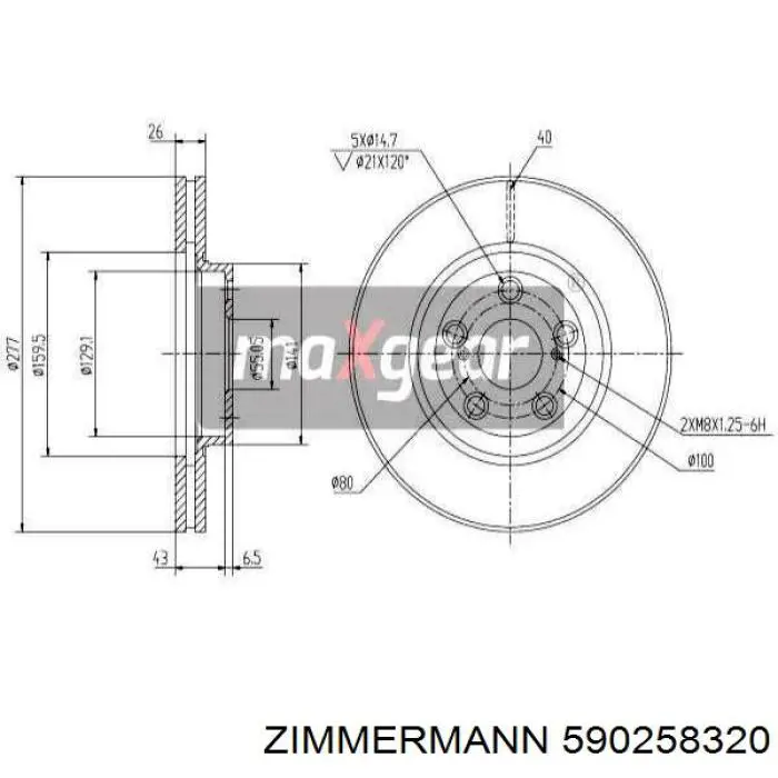 Передние тормозные диски 590258320 Zimmermann