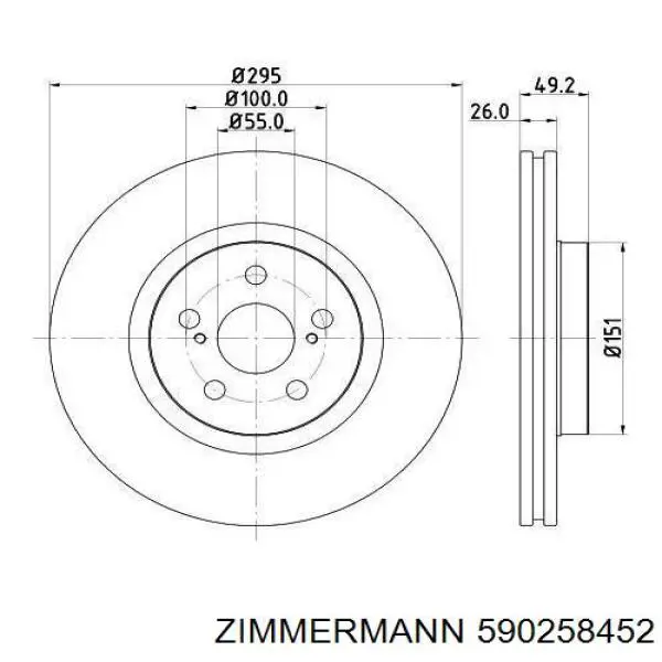 Передний тормозной диск Zimmermann 590258452