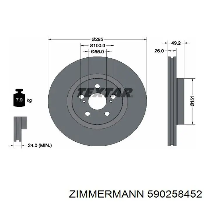 Тормоз дисковый передний Zimmermann 590258452 цена, от 46.32 USD