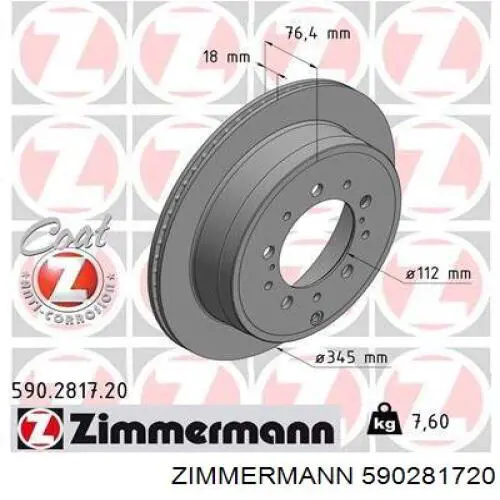 590281720 Zimmermann disco do freio traseiro
