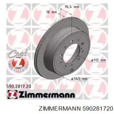 Задний тормозной диск Zimmermann 590281720 цена, от 71.60 USD