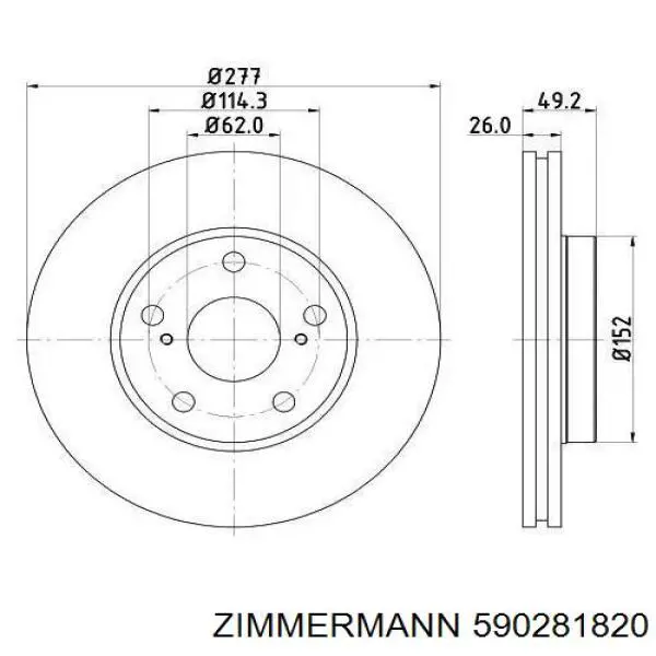 Тормоз дисковый передний Zimmermann 590281820 цена, от 62.98 USD