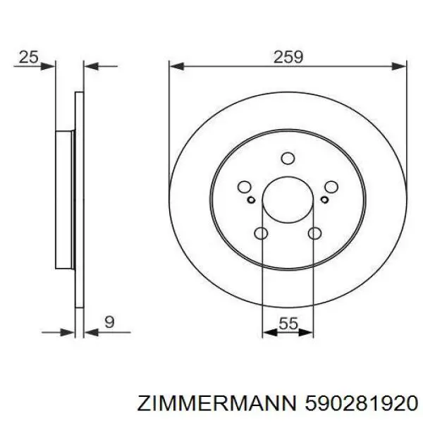 Тормозные диски 590281920 Zimmermann