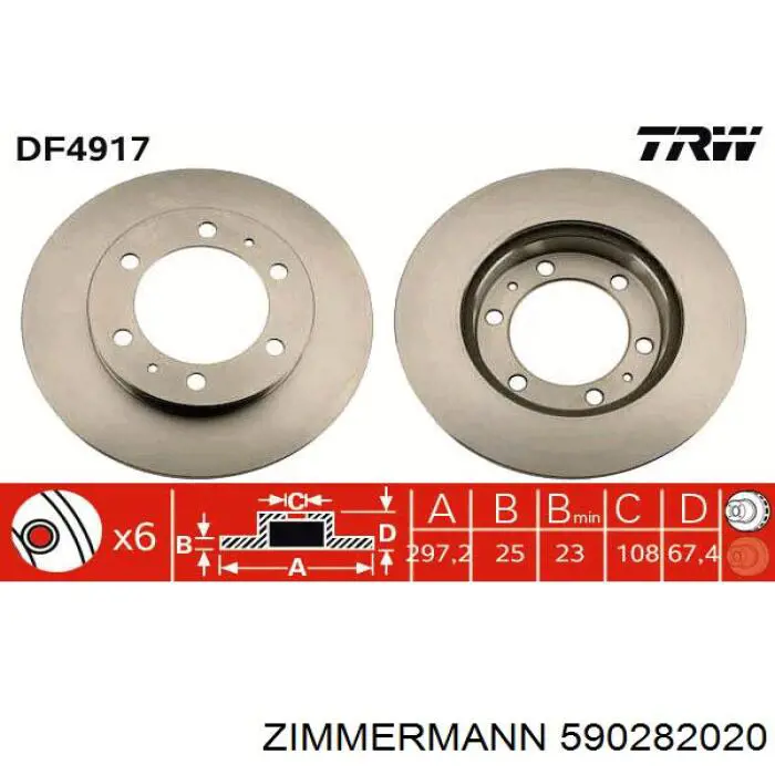 Передний тормозной диск Zimmermann 590282020