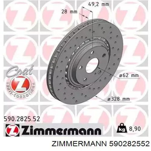 590282552 Zimmermann disco do freio dianteiro