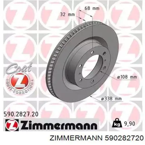 Передние тормозные диски 590282720 Zimmermann