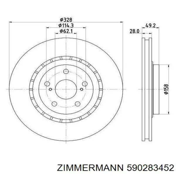 590283452 Zimmermann Диск тормозной передний