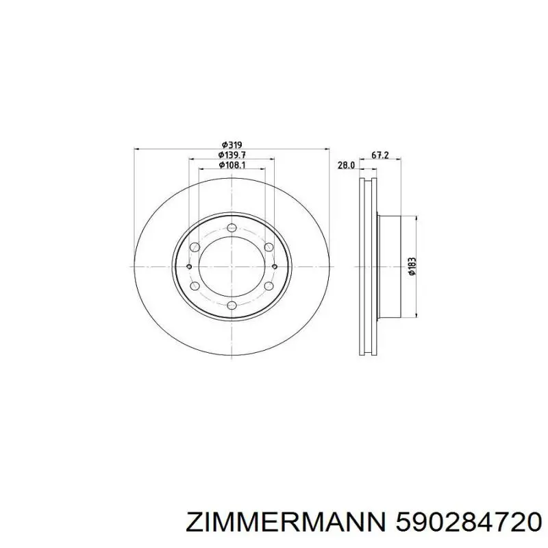 Купить 590284720 Zimmermann Ротор тормозной