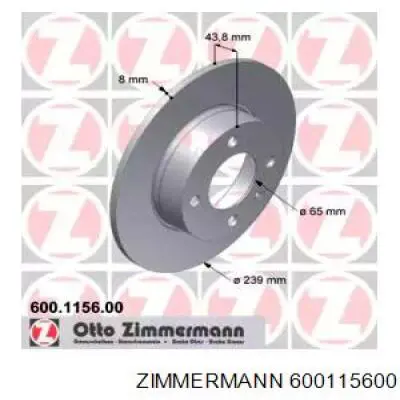 600115600 Zimmermann диск тормозной передний
