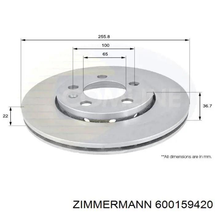 Передние тормозные диски 600159420 Zimmermann