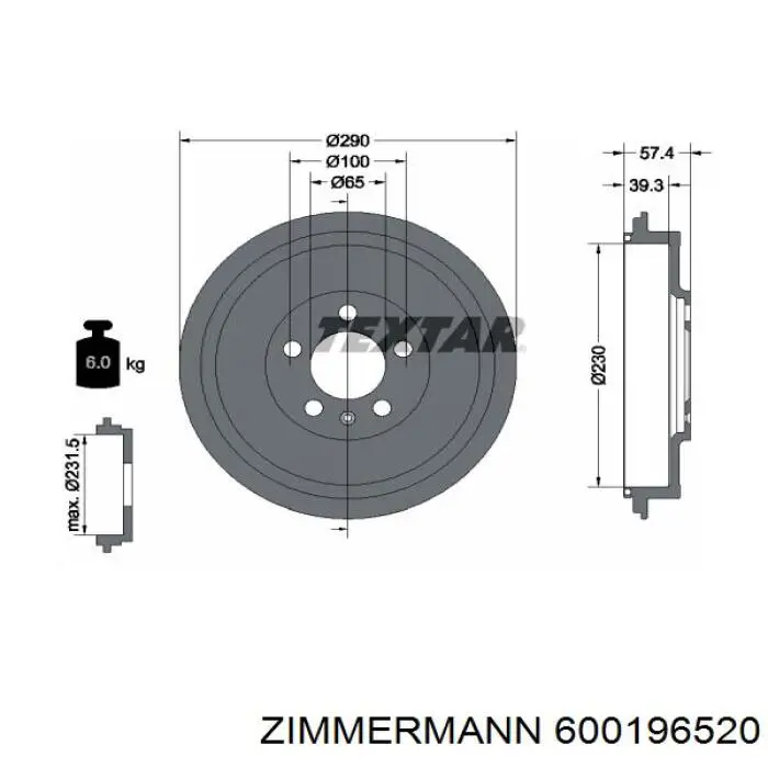 Купить 600196520 Zimmermann Тормозной барабан