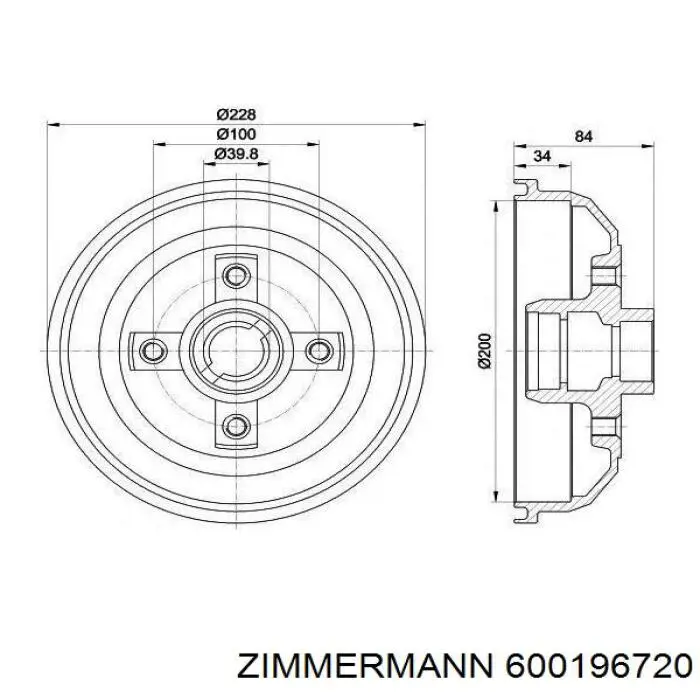 Барабан тормозной задний Zimmermann 600196720 цена, от 92.46 USD