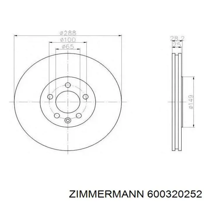 Тормоз дисковый передний Zimmermann 600320252 цена, от 46.66 USD