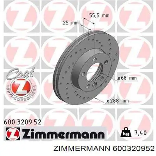 600320952 Zimmermann диск тормозной передний