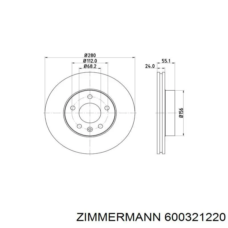 Передние тормозные диски 600321220 Zimmermann