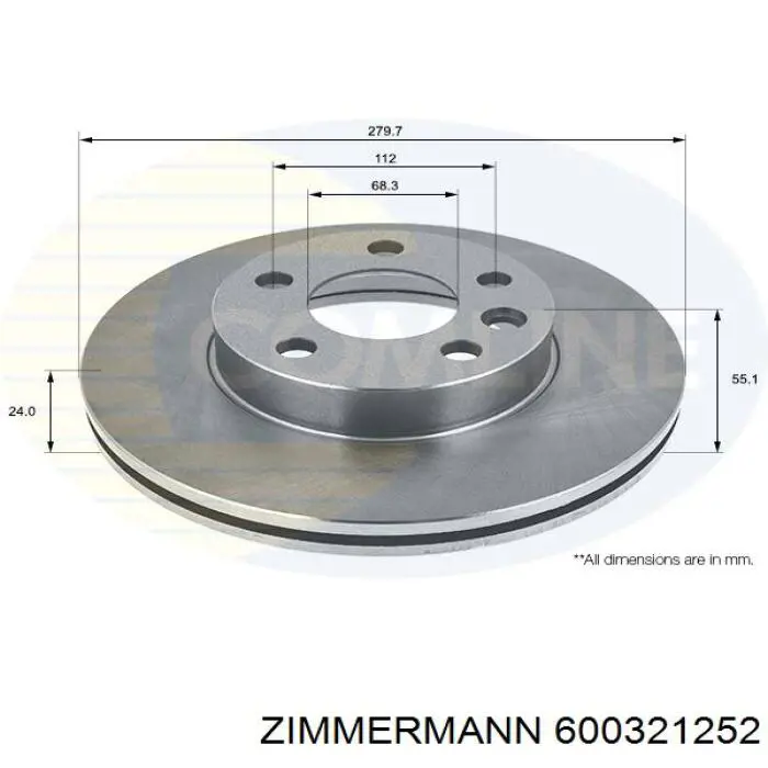 Купить 600321252 Zimmermann Ротор тормозной