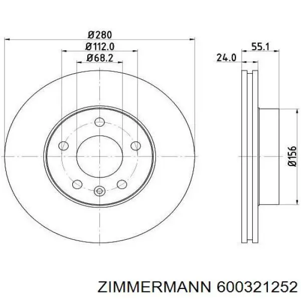 Передние тормозные диски 600321252 Zimmermann