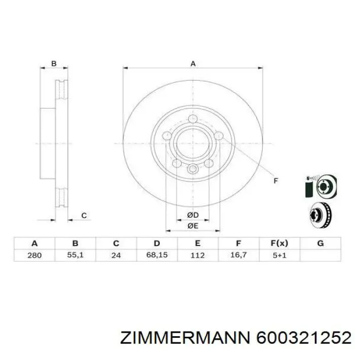 Тормоз дисковый передний Zimmermann 600321252 цена, от 40.65 USD