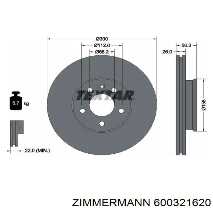 600321620 Zimmermann Дисковый тормоз