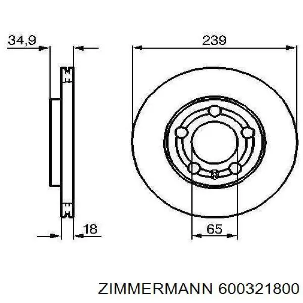 Тормоз дисковый передний Zimmermann 600321800 цена, от 22.27 USD