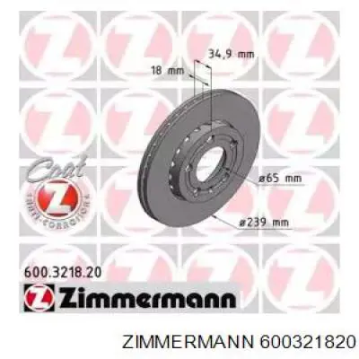 Передний тормозной диск Zimmermann 600321820
