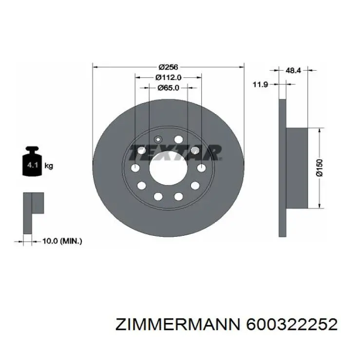 Купить 600322252 Zimmermann Диск тормозной задний