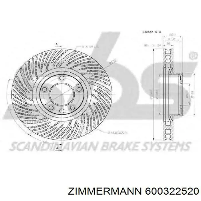 Тормоз дисковый передний Zimmermann 600322520 цена, от 90.08 USD
