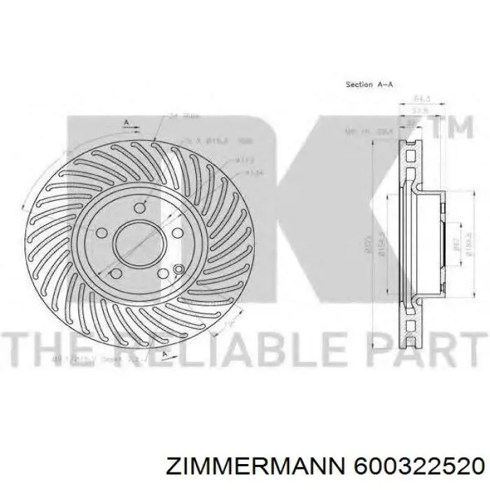 Купить 600322520 Zimmermann Ротор тормозной