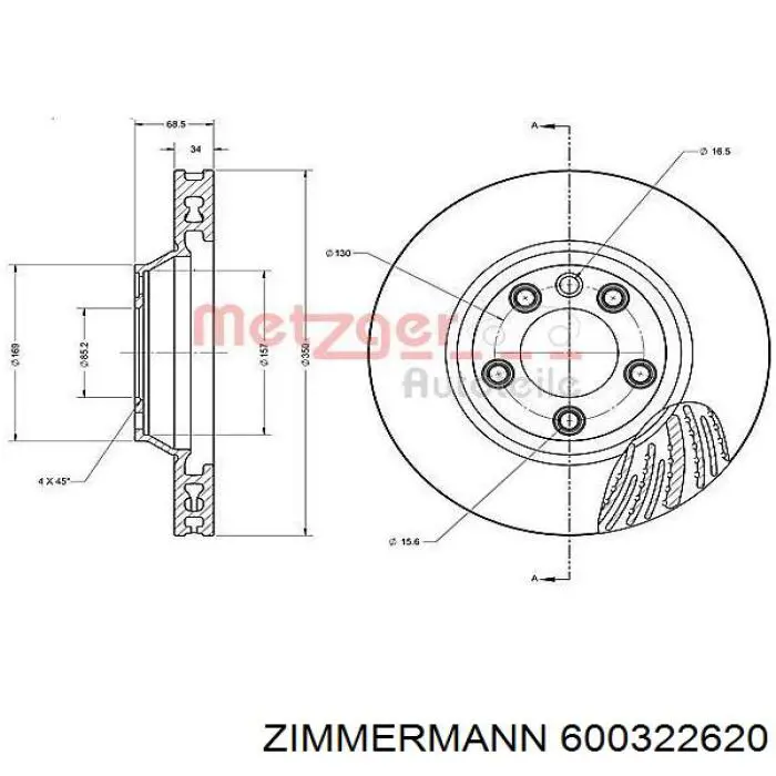Купить 600322620 Zimmermann Ротор тормозной