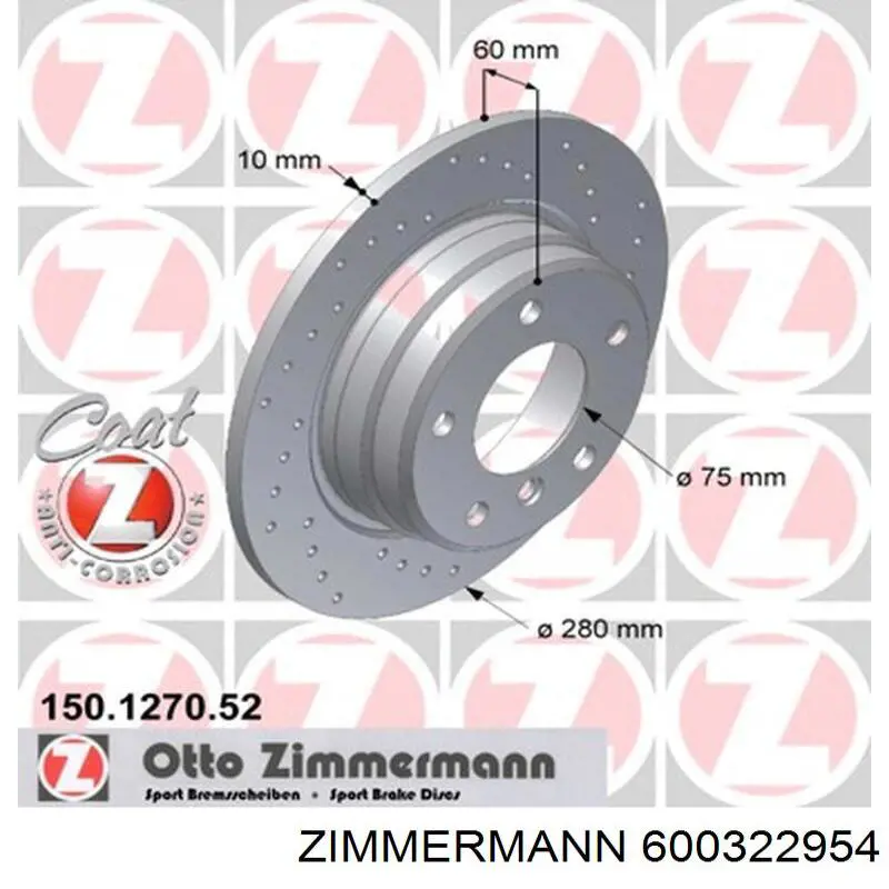 Тормозные диски 600322954 Zimmermann