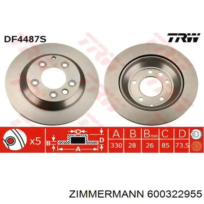 Тормозные диски 600322955 Zimmermann