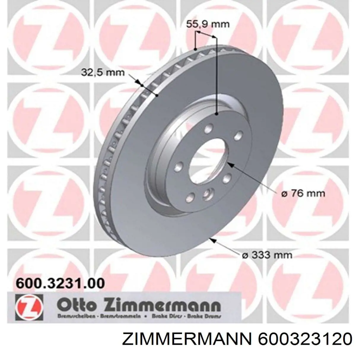 Тормоз дисковый передний Zimmermann 600323120 цена, от 98.74 USD