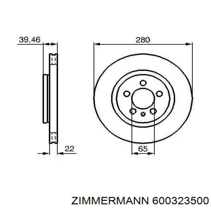 600323500 Zimmermann диск тормозной передний