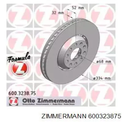 600323875 Zimmermann диск тормозной передний