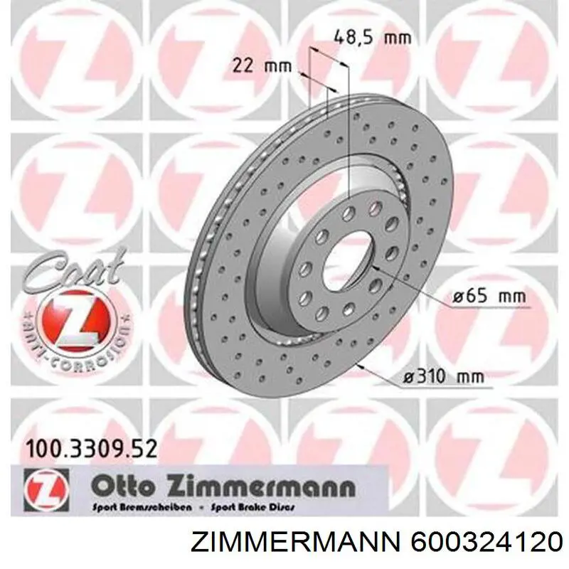 Задний тормозной диск Zimmermann 600324120 цена, от 31.25 USD