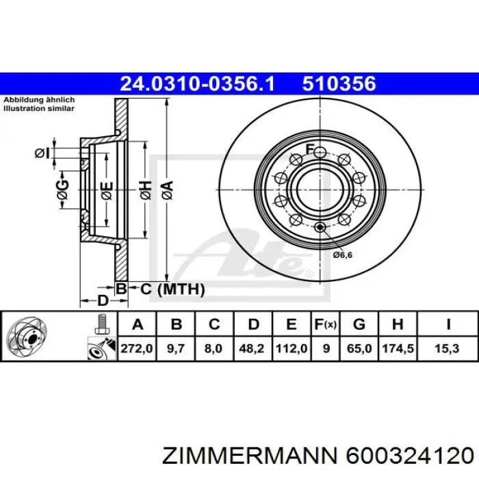 Disco de freno trasero 600324120 Zimmermann