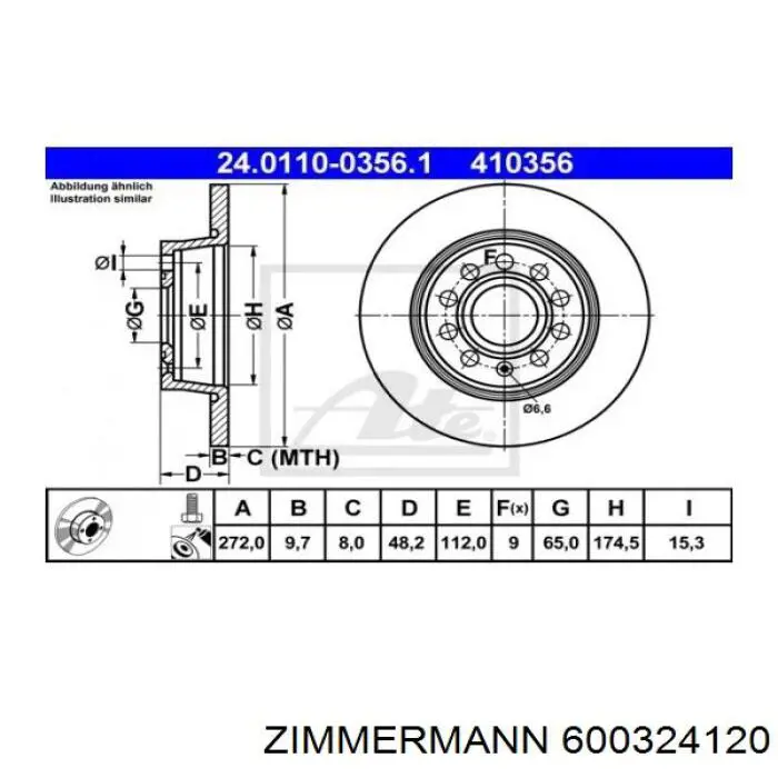 Задний дисковый тормоз Zimmermann 600324120