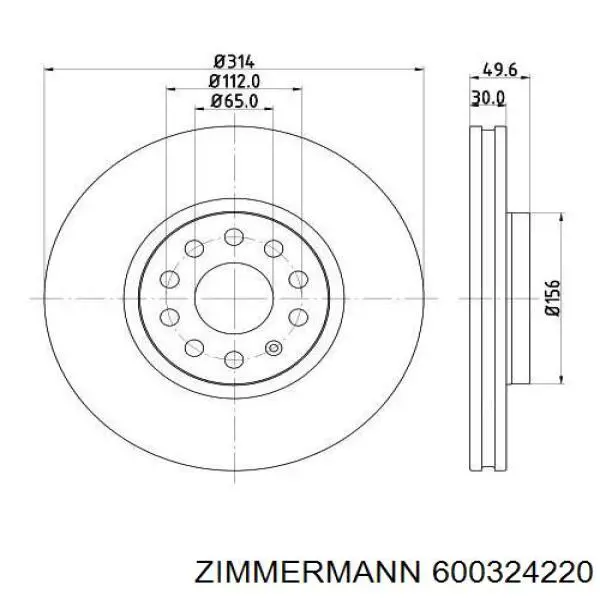 Передний тормозной диск Zimmermann 600324220