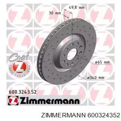 Передний тормозной диск Zimmermann 600324352