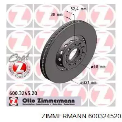 600324520 Zimmermann диск тормозной передний