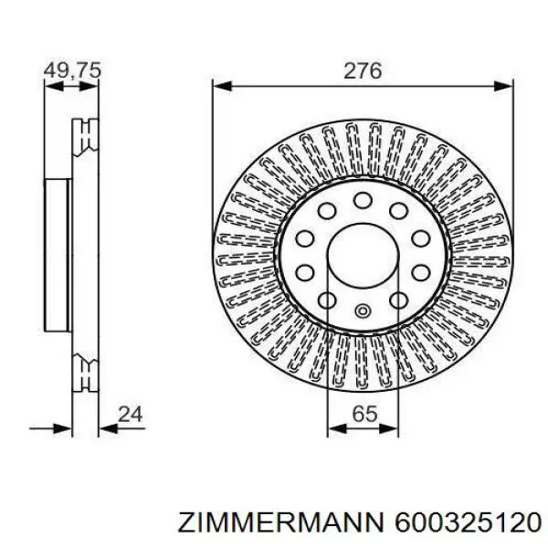 Передние тормозные диски 600325120 Zimmermann