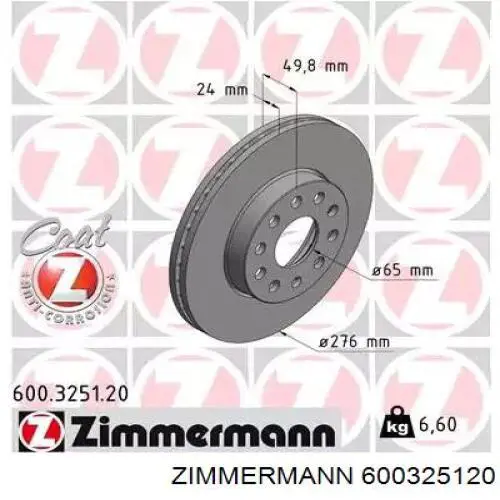 600325120 Zimmermann disco do freio dianteiro