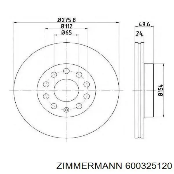 Передний тормозной диск Zimmermann 600325120