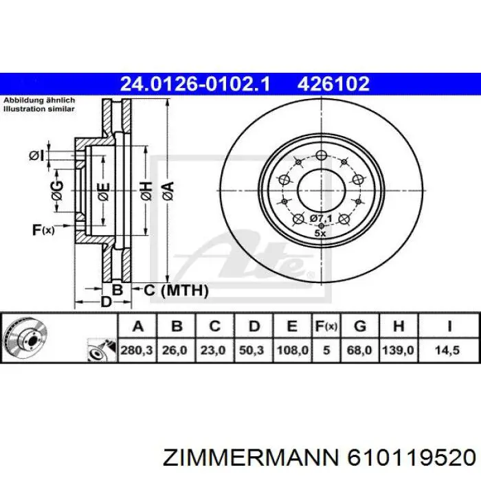 Купить 610119520 Zimmermann Ротор тормозной