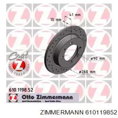 610119852 Zimmermann диск тормозной задний