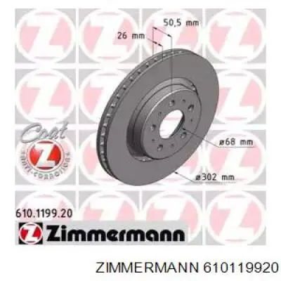 Передние тормозные диски 610119920 Zimmermann