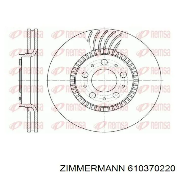 Передние тормозные диски 610370220 Zimmermann