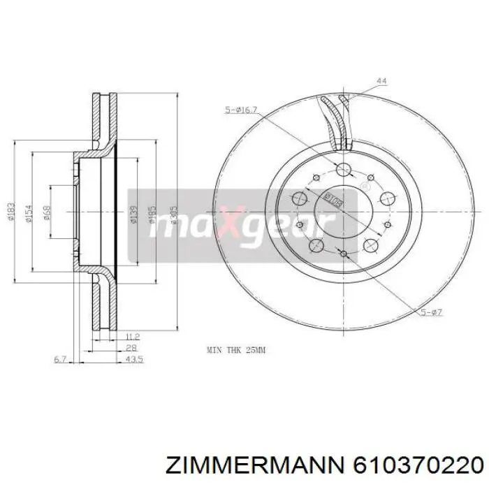 Тормоз дисковый передний Zimmermann 610370220 цена, от 61.33 USD