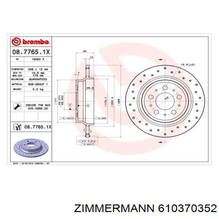 Задний дисковый тормоз Zimmermann 610370352